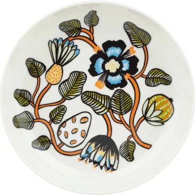 Marimekko Tiara dyb tallerken 20,5 cm, hvid/grøn/orange
