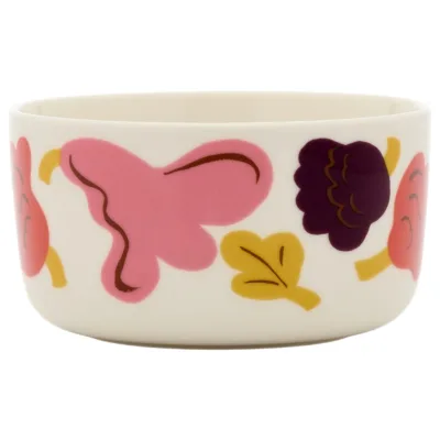 Marimekko Kukasta Kukkaan Oiva skål 5 dl, hvid/rosa/terracotta/plomme