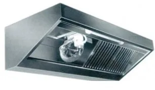 1000mm dyb væghængt emhætte i rustfri stål (0,8mm) med motor 1100mm. - B 2800 x T 1100 x H 450 mm