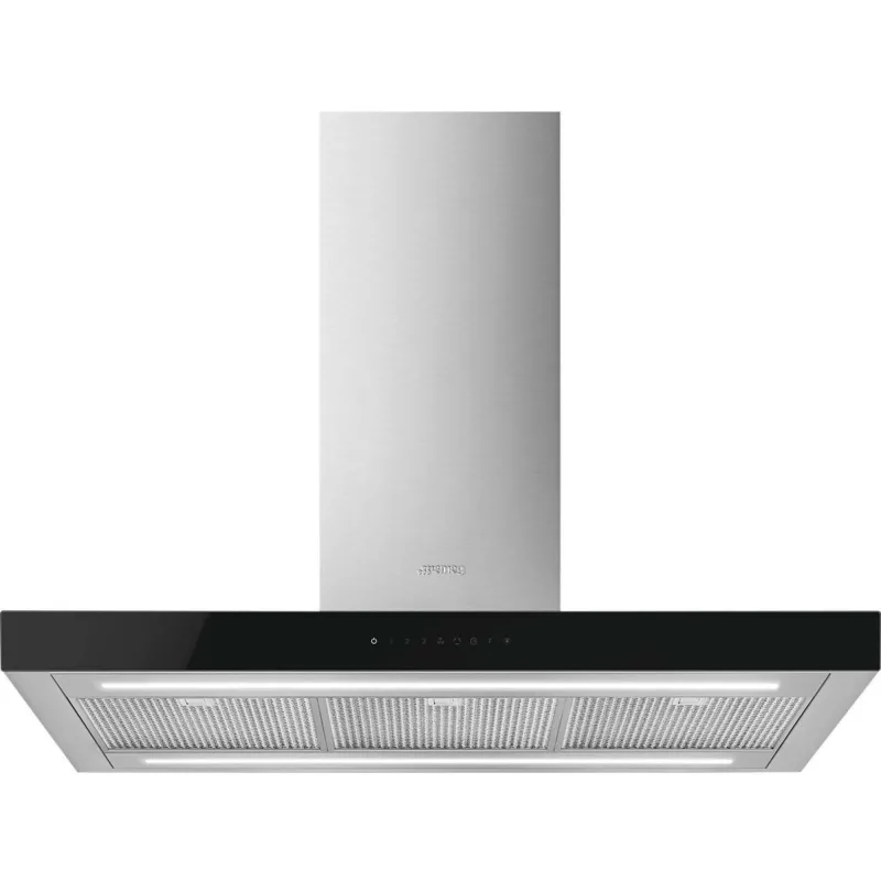 Smeg KBTI9L4VN frithængende emhætte 90 cm, rustfrit stål/glas