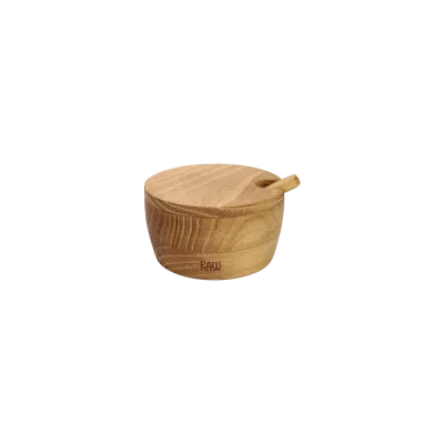 Raw Teak saltkar med låg og ske