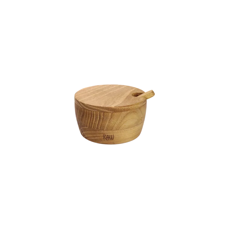 Raw Teak saltkar med låg og ske