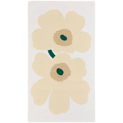 Marimekko Anniversary Unikko dug 135 × 250 cm, hvid/strågul/sand/smaragd
