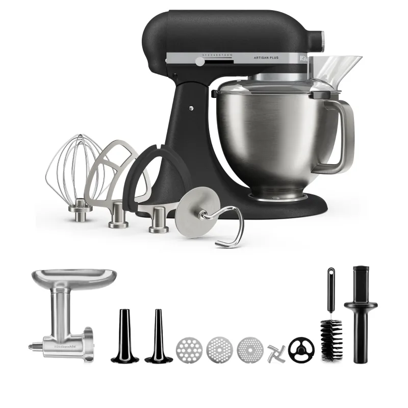 Kitchenaid Artisan Plus køkkenmaskine med kødkværn, 4,7 liter, cast iron black
