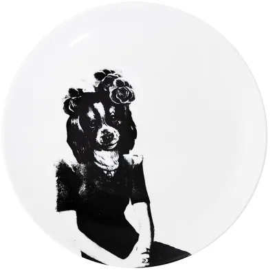 Lisa bengtsson Os Kvinder porcelænstallerken Mellem Tvilling Hund 26 cm.