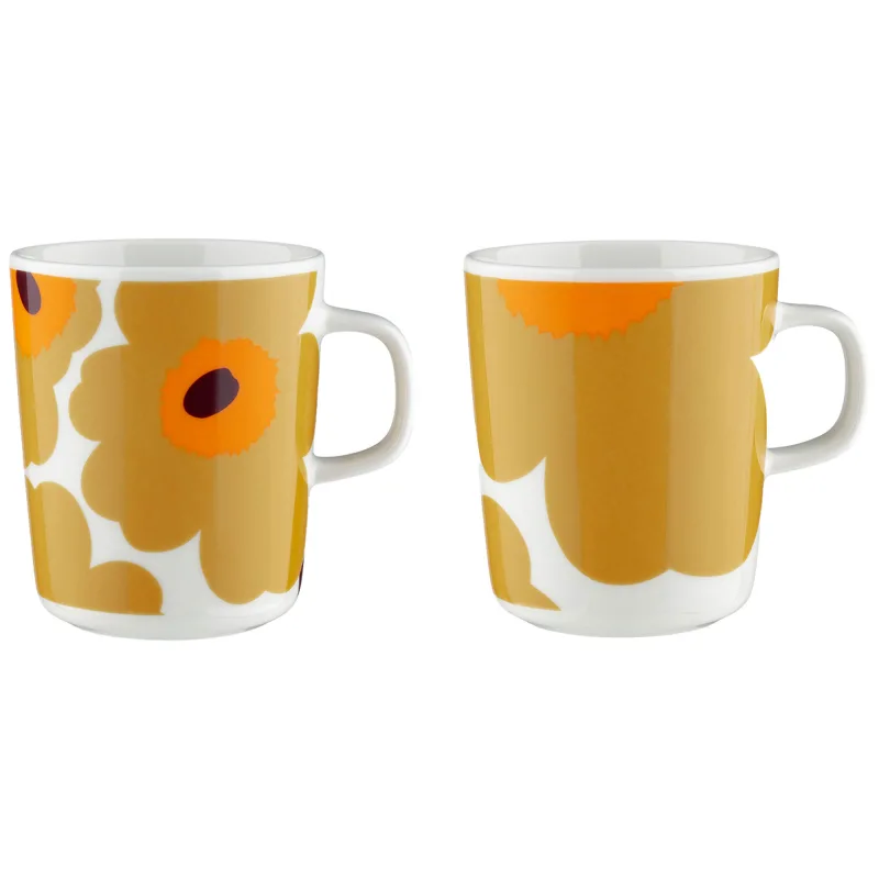 Marimekko Unikko krus 2,5 dl 2-pak, hvid/karamel/orange