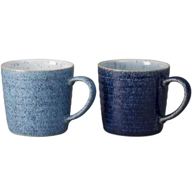 Denby Studio Blue Ridged Mugg 40 cl, 2-pack
