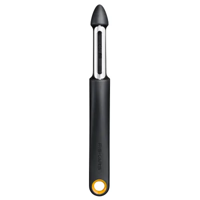 Fiskars Functional Form grøntsagsskræller med bevægeligt blad, sort/orange