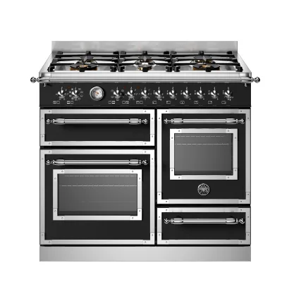 Bertazzoni HER106L3ENET2 Heritage gaskomfur 100 cm med 6 brændere og 3 ovne, mat sort