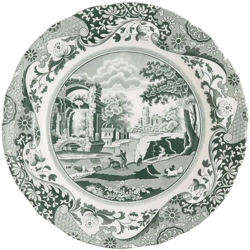 Spode Heritage Green Italian tallerken 27 cm, grøn/hvid