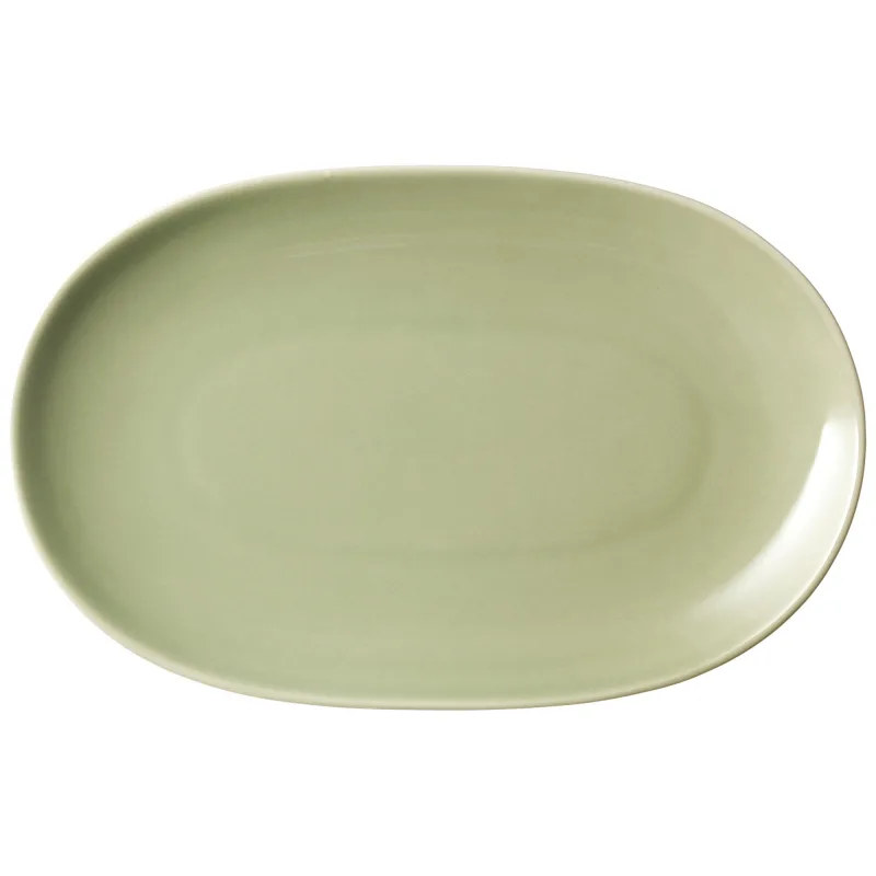 Arabia 24-timers oval tallerken 18×28 cm, salvie