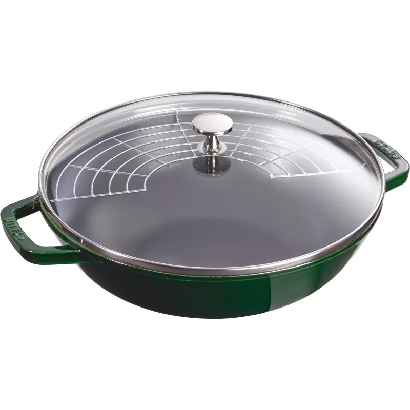 Staub Wok med glaslåg 30 cm, grøn