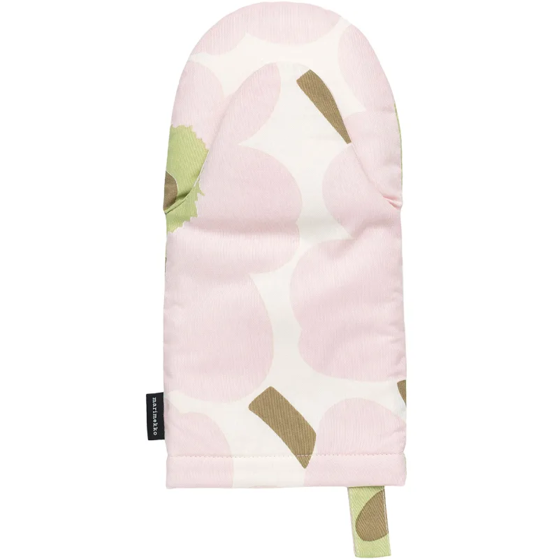Marimekko Pieni Unikko ovnhandske, hvid/rosa