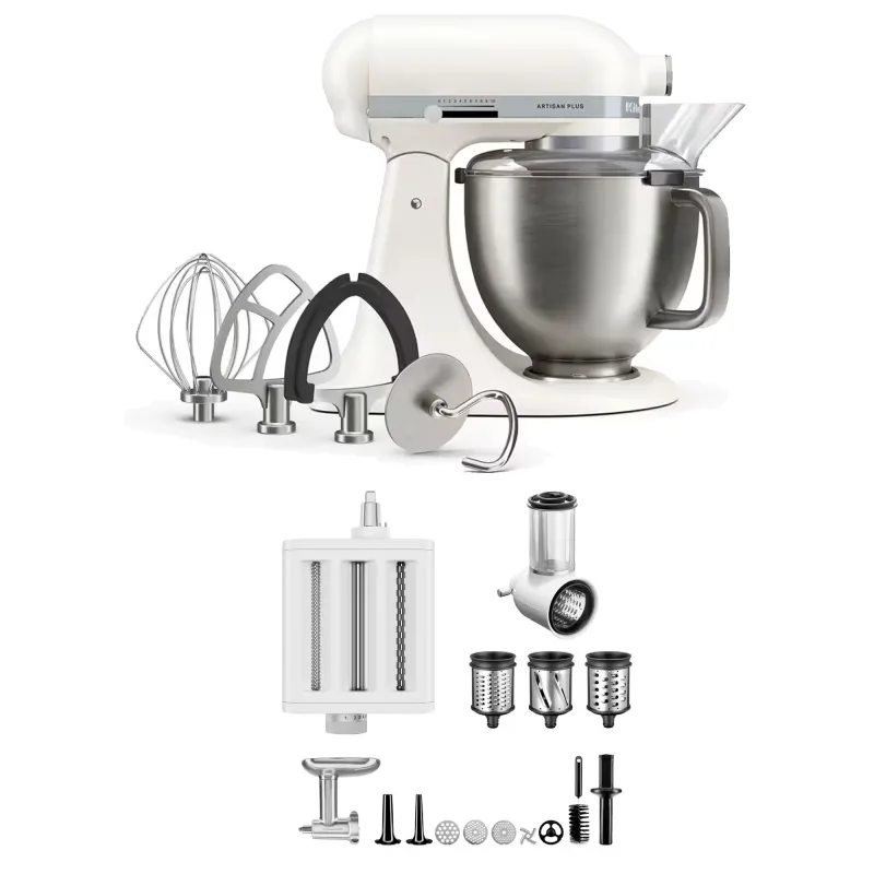 Kitchenaid Artisan Plus køkkenmaskine med tilbehørspakke 4,7 liter, porcelain white