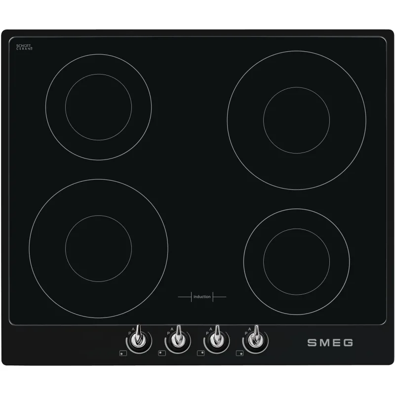 Smeg 60cm Victoria Induktionskogeplade m. Ramme, Sort