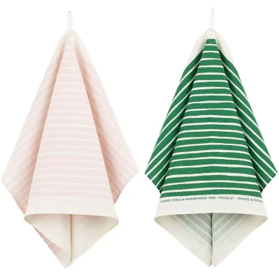Marimekko Piccolo viskestykke 2 stk, hvid/grøn/lyserød