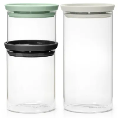 Brabantia Stabelbare glasbeholdere 3 dele, transparente