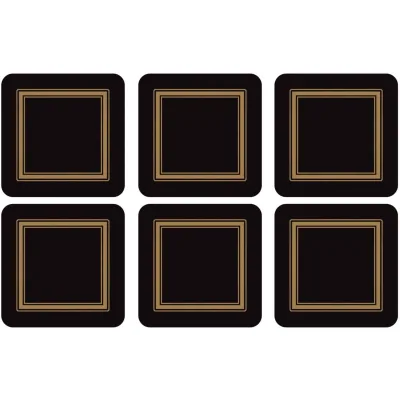 Pimpernel Classic Glasunderlag Sort 6 stk