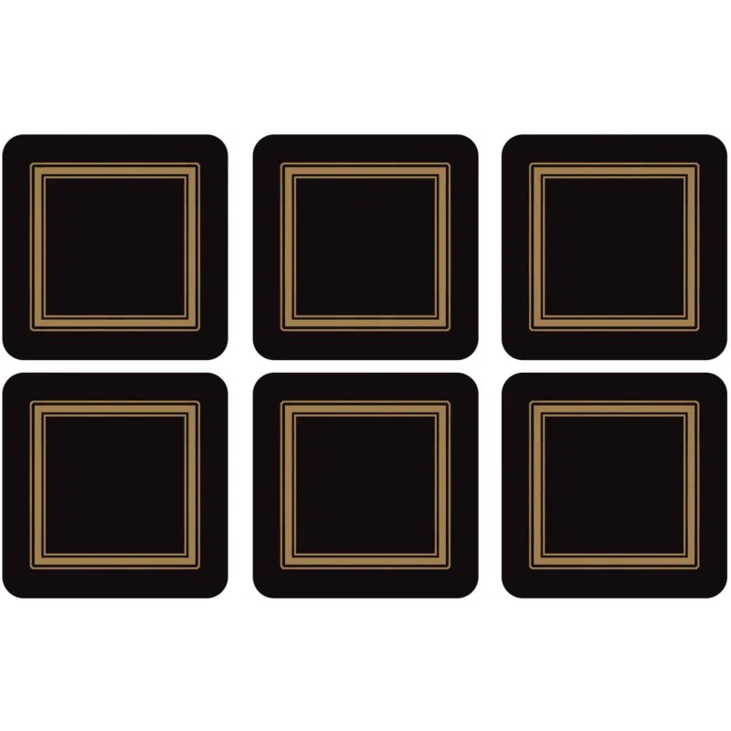 Pimpernel Classic Glasunderlag Sort 6 stk