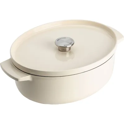 Kitchenaid Støbejernsgryde oval 30 cm, 5,6 liter, almond cream