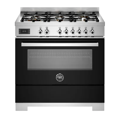 Bertazzoni PRO96L1ENET2 Professional gaskomfur 90 cm med 6 brændere og 1 ovn, sort