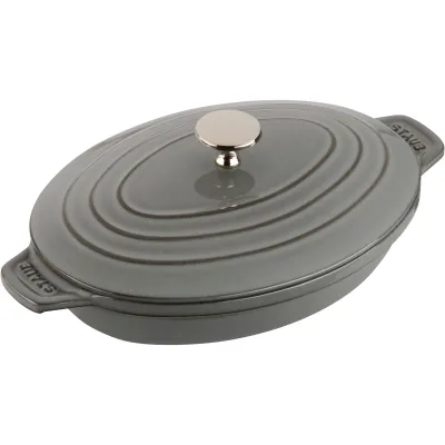 Staub Ovnfast form 23 cm med låg, grå