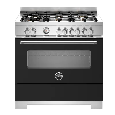 Bertazzoni MAS96L1ENET2 Master gaskomfur 90 cm med 6 brændere og 1 ovn, mat sort