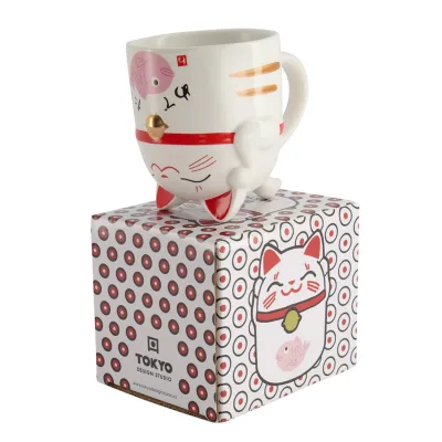 Tokyo design studio Kawaii Lucky Cat krus 35 cl, pink