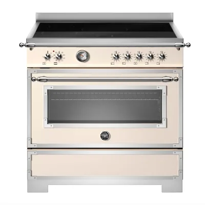 Bertazzoni HER95I1EAVT2 Heritage induktionskomfur 90 cm med 5 zoner og 1 ovn, elfenbenshvid