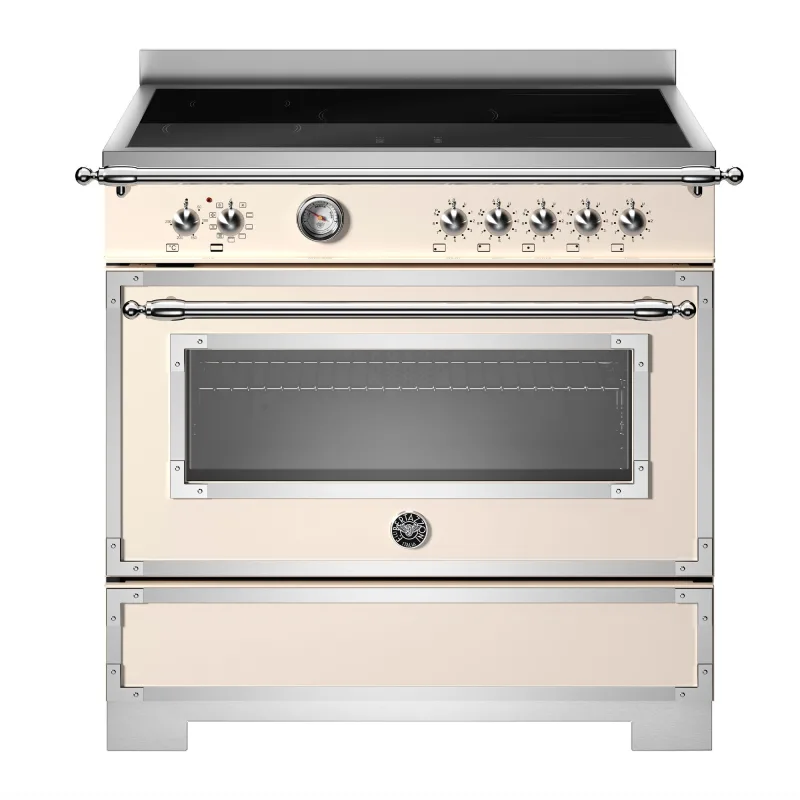 Bertazzoni HER95I1EAVT2 Heritage induktionskomfur 90 cm med 5 zoner og 1 ovn, elfenbenshvid