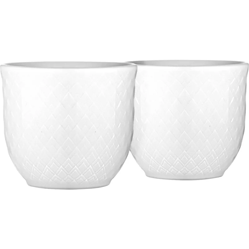 Lyngby porcelæn Rhombe æggebæger 4,5 cm. hvid, 2 stk.