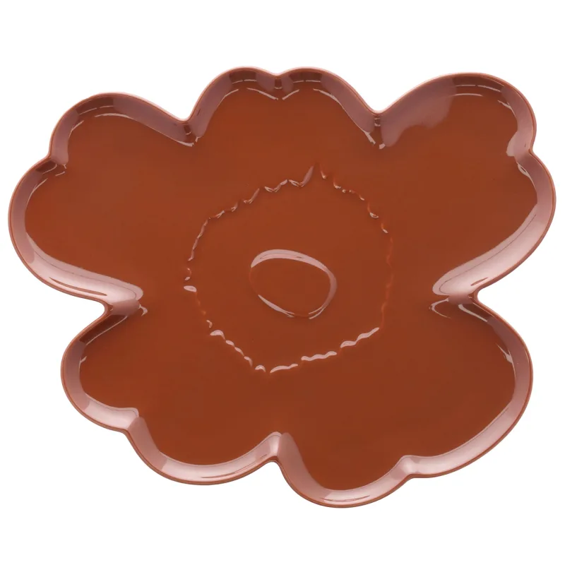 Marimekko Unikko-formet serveringstallerken 32 cm, kastanjebrun