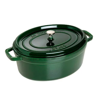 Staub La Cocotte oval støbejernsgryde 33 cm / 6,7 l, basilikagrøn