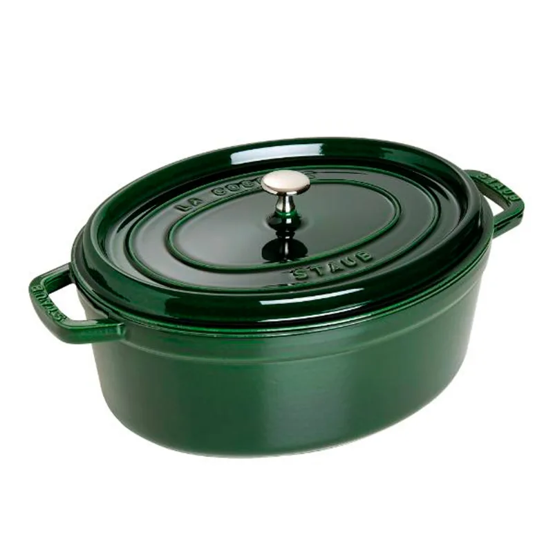 Staub La Cocotte oval støbejernsgryde 33 cm / 6,7 l, basilikagrøn