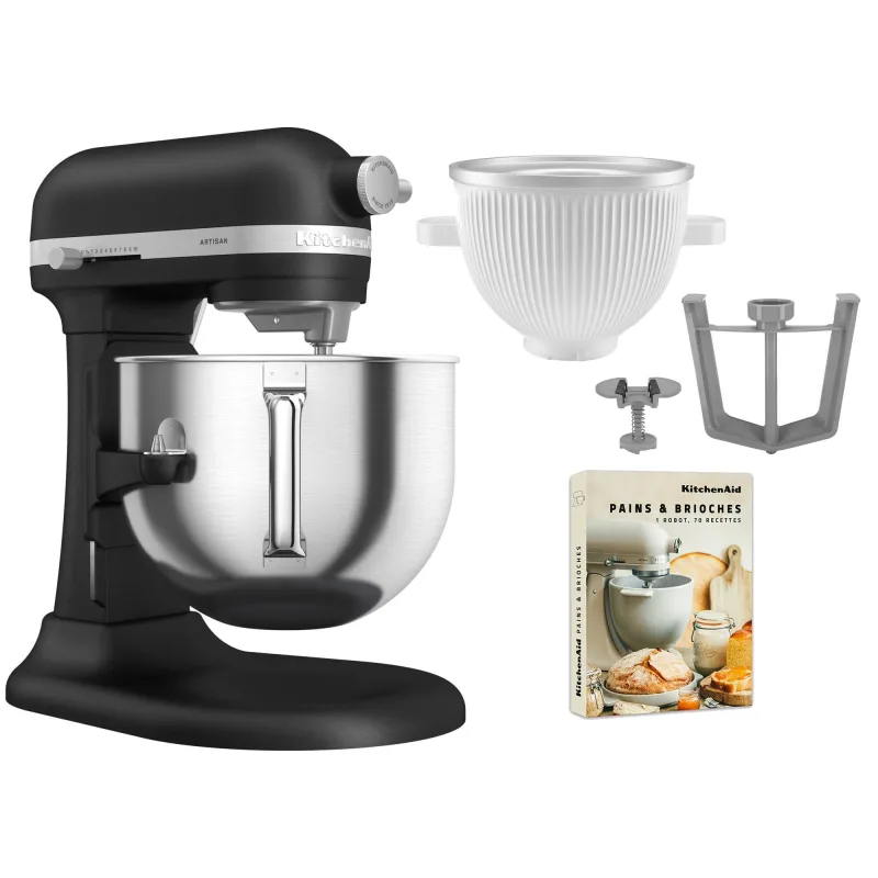 Kitchenaid Artisan 5KSM70SHXE køkkenmaskine 6,6 liter + 5KSMICM Ice Cream Maker, imperial black