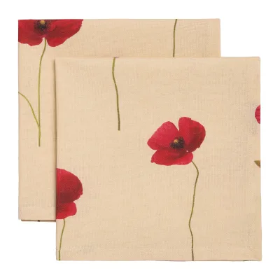 Decotique Vallmo servietter 45 x 45 cm, 2-pak  -  beige/rød