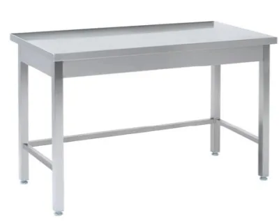 Tysk produceret arbejdsbord i fuldsvejset rustfri stål uden bagkant og hylde  600mm - B 500 x T 600 x H 850 mm