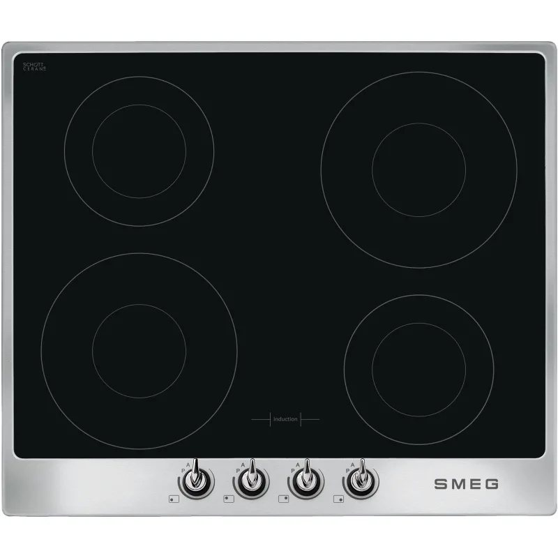 Smeg 60cm Victoria Induktionskogeplade m. Ramme, Rustfrit Stål