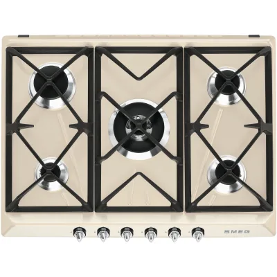 Smeg 68,5 cm gaskogeplade rustfrit stål victoria design - creme