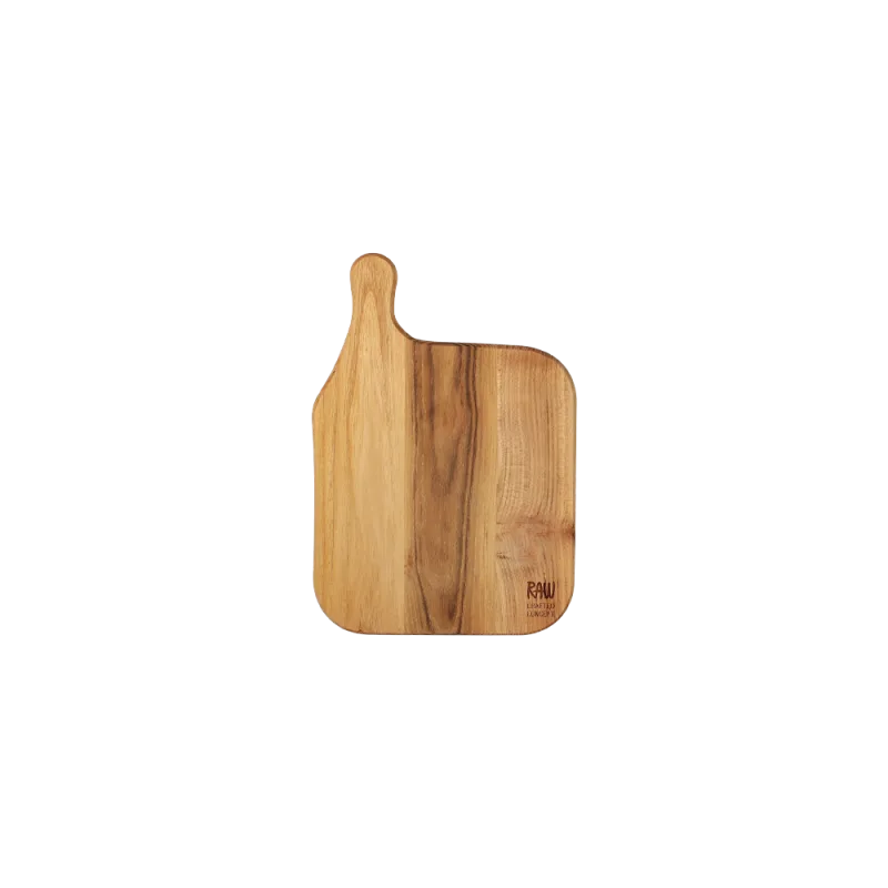Raw Teak skærebræt med håndtag - 32x22 cm