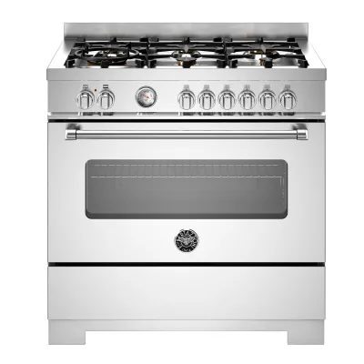 Bertazzoni MAS96L1EXT2 Master gaskomfur 90 cm med 6 brændere og 1 ovn, rustfrit stål