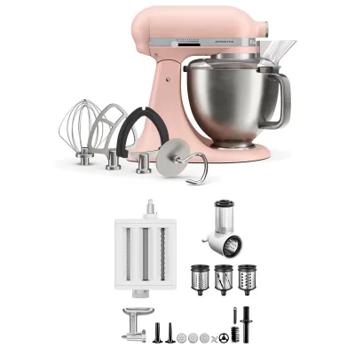 Kitchenaid Artisan Plus køkkenmaskine med tilbehørspakke 4,7 liter, feather pink