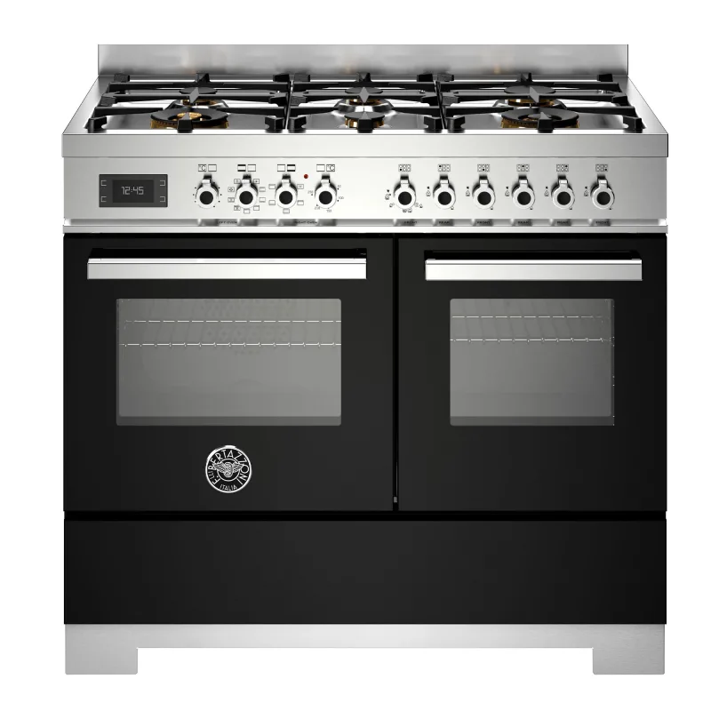 Bertazzoni PRO106L2ENET2 Professional gaskomfur 100 cm med 6 brændere og 2 ovne, sort
