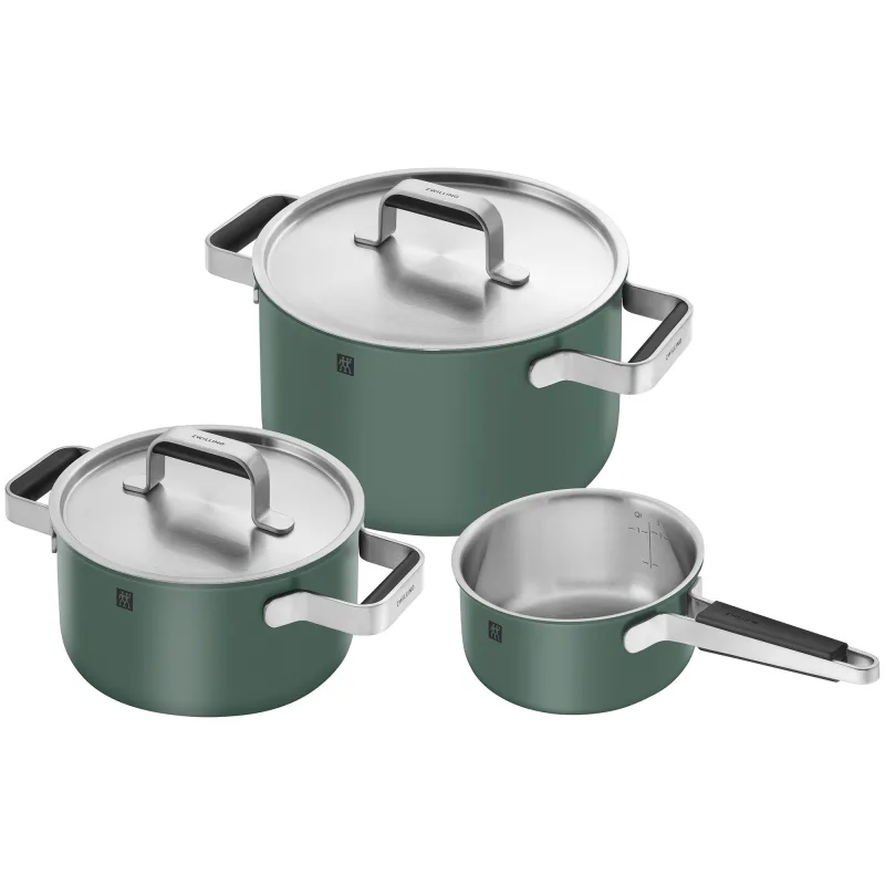Zwilling Pure grydesæt 3 dele + 2 låg, rustfrit stål, grøn