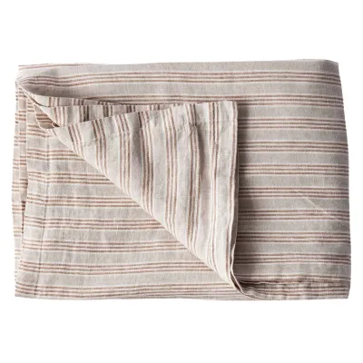 Tell me more Dug i hør 145 x 330 cm, hazelnut stripe