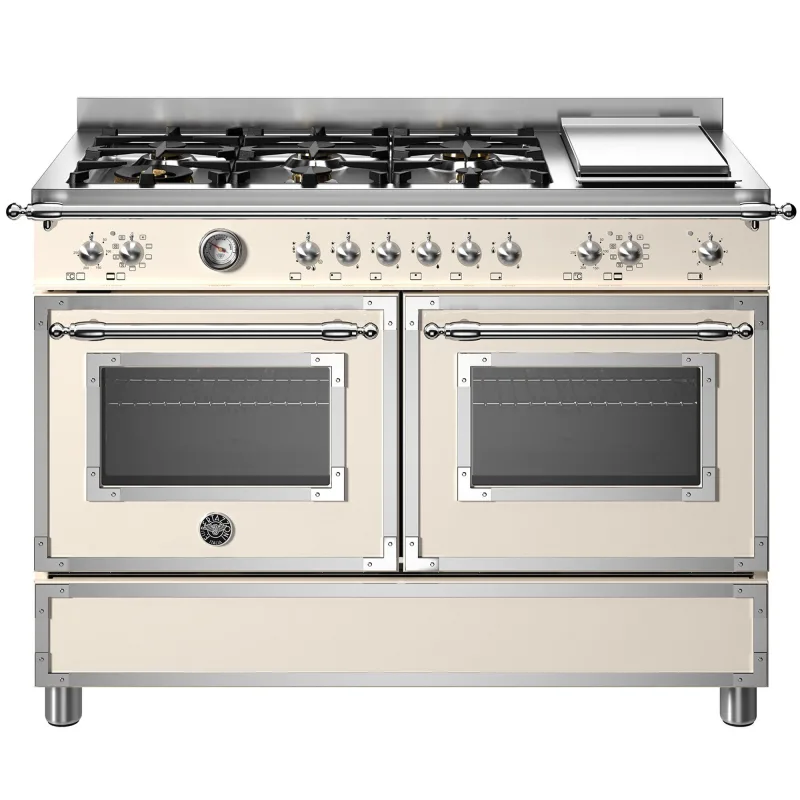 Bertazzoni HER126G2EAVT Heritage gaskomfur med dobbeltovn, 120 cm, cremevit