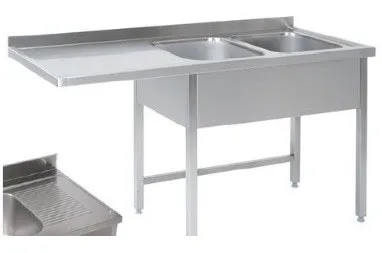 Bord med dobbelt vask og aflæggeplads til venstre 700mm - B 1600 x T 700 x H 850 mm