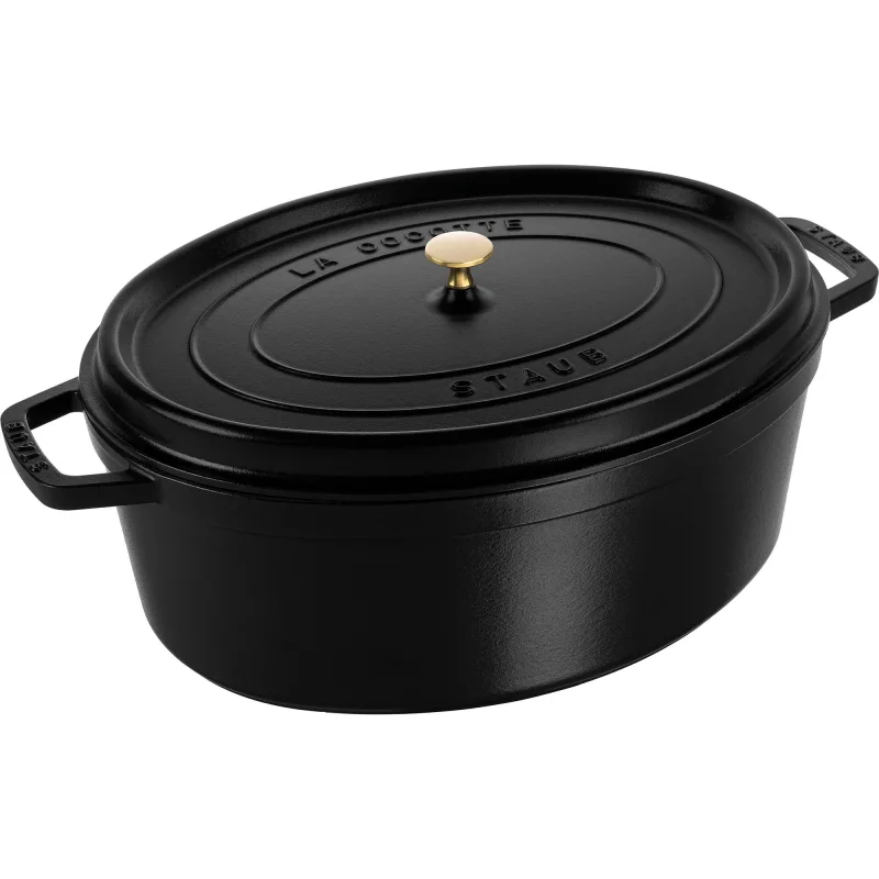 Staub La Cocotte oval støbejernsgryde 41 cm / 12 liter, sort