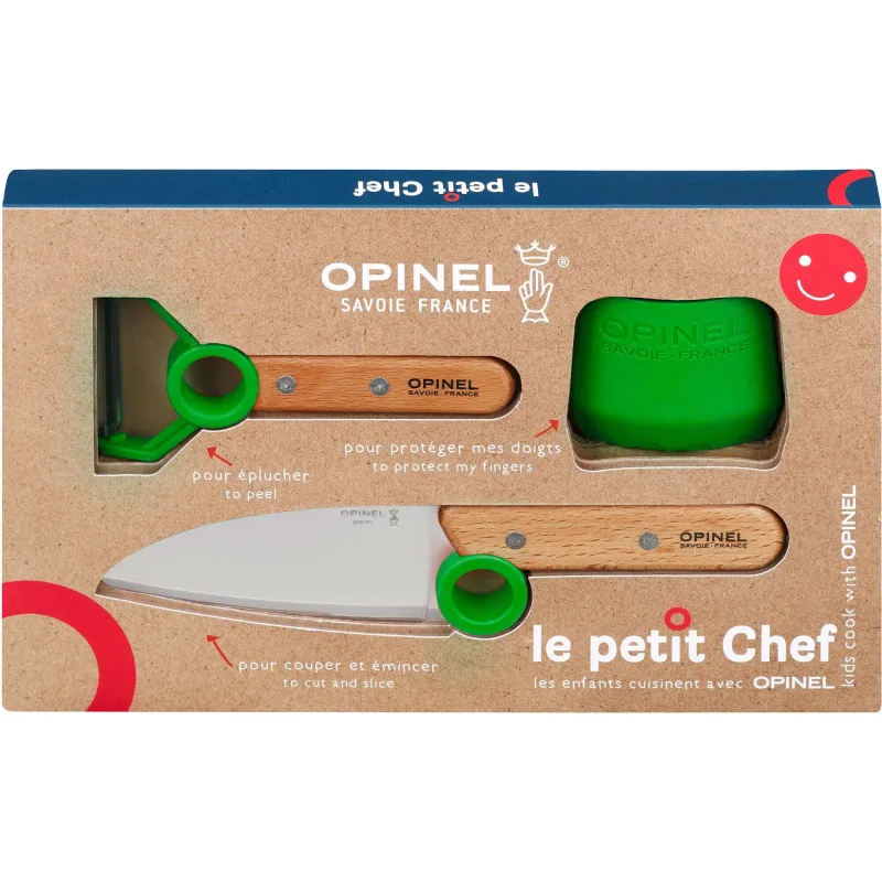 Opinel Le Petit Chef børnesæt 3 dele, grøn