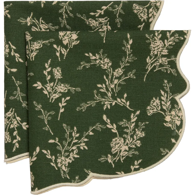 Decotique Gia serviet med blomst 45 x 45 cm, 2-pak, grøn